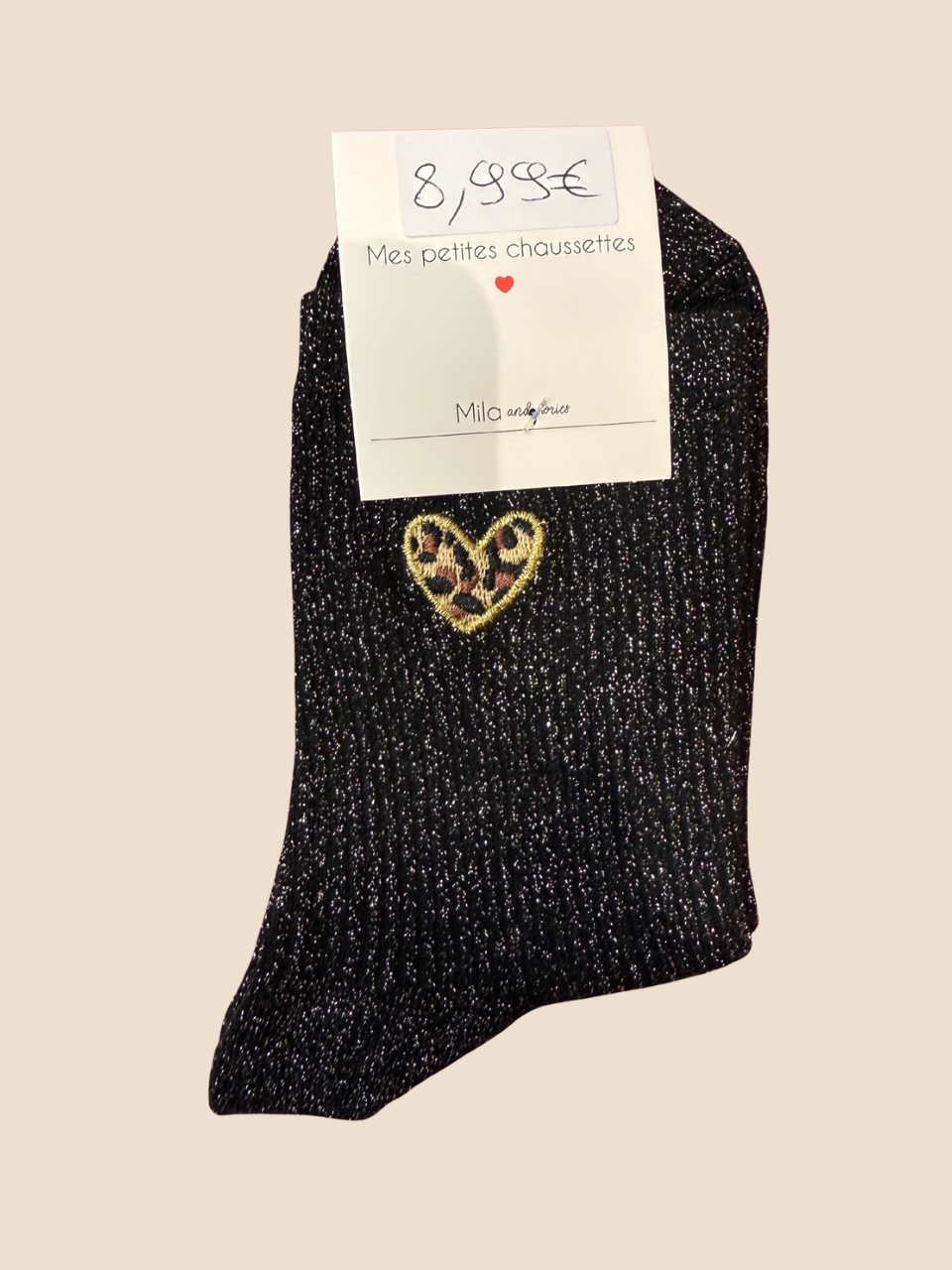 Chaussettes à paillettes COEUR (Plusieurs coloris)