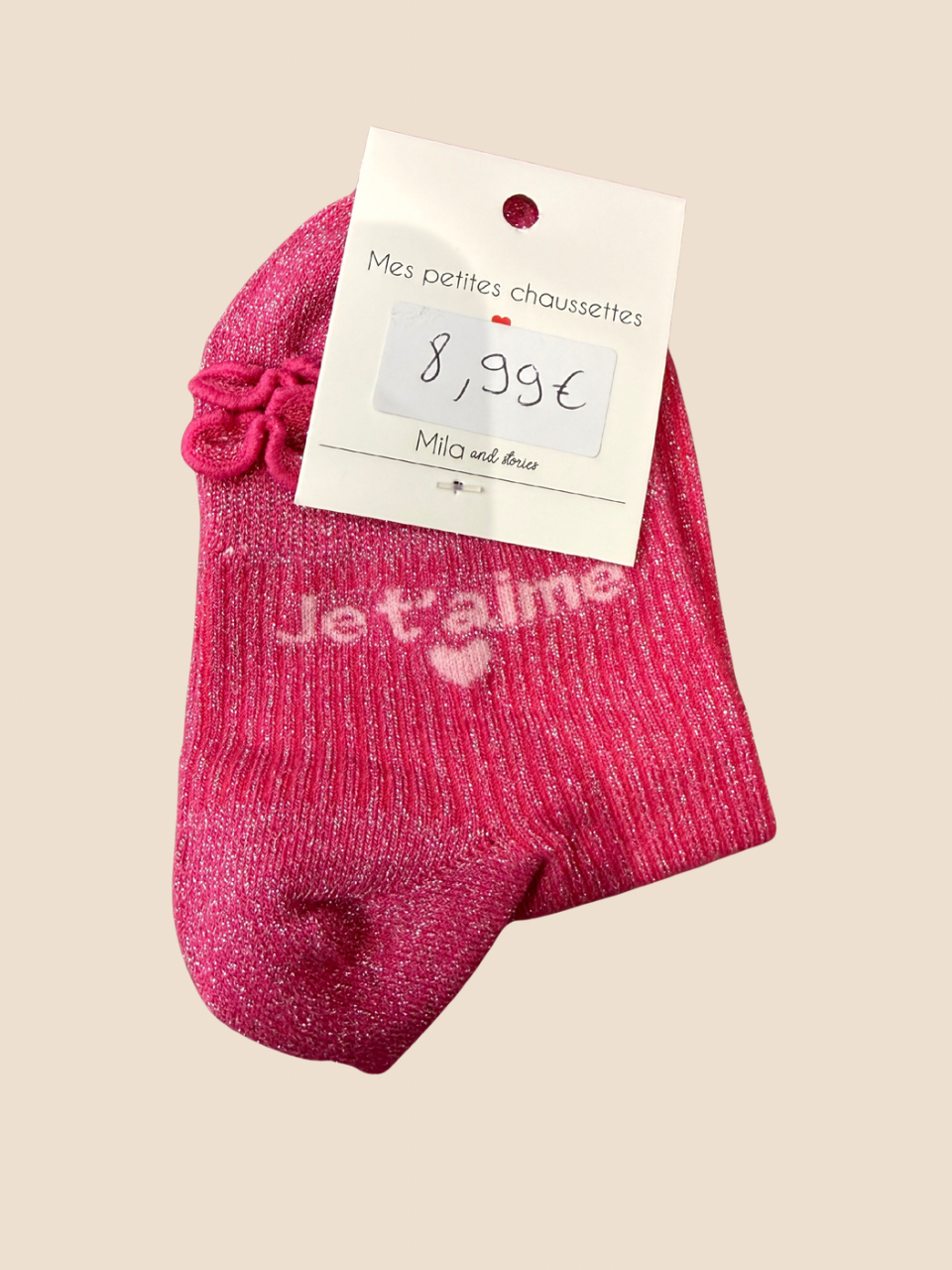 Chaussettes à paillettes Je t’aime (Plusieurs coloris)