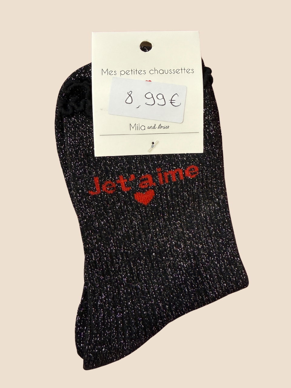 Chaussettes à paillettes Je t’aime (Plusieurs coloris)