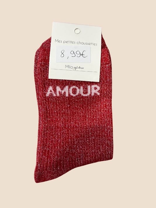 Chaussettes à paillettes Amour (Plusieurs coloris)