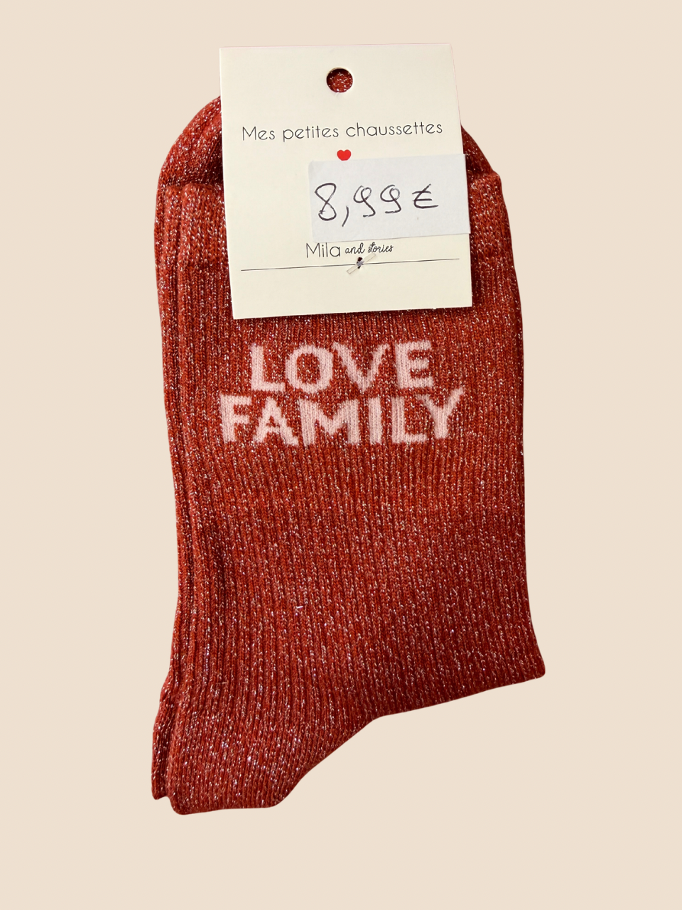 Chaussettes à paillettes Love family (Plusieurs coloris)
