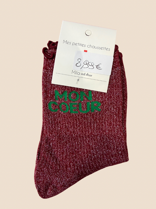 Chaussettes à paillettes Mon cœur (Plusieurs coloris)