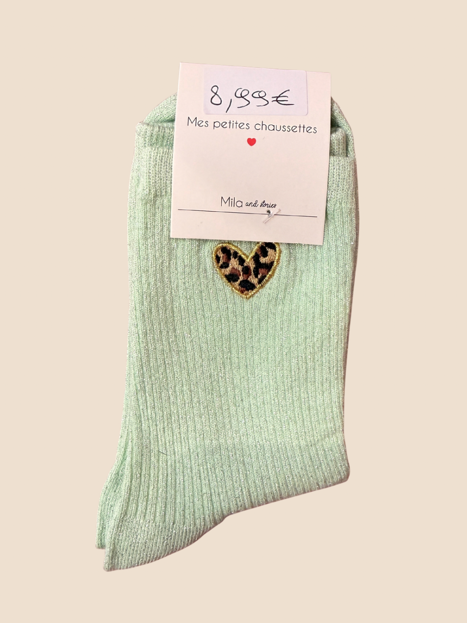 Chaussettes à paillettes COEUR (Plusieurs coloris)