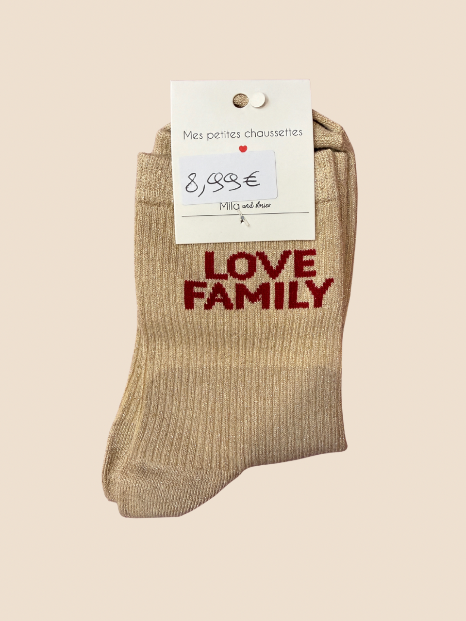 Chaussettes à paillettes Love family (Plusieurs coloris)