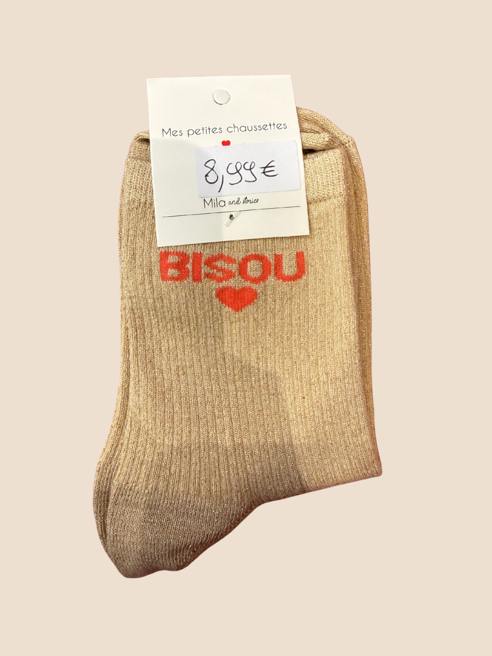 Chaussettes à paillettes Bisou (Plusieurs coloris)